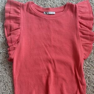 Zara Women’s Coral Ruffle Sleeve Blouse